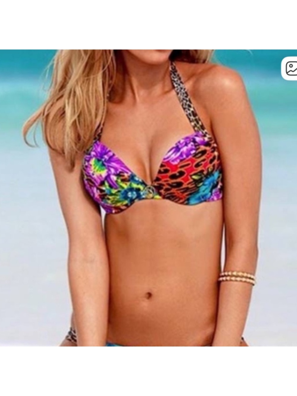 Like new Victoria Secret bikini bombshell floral leopard 34C and S or M bottoms